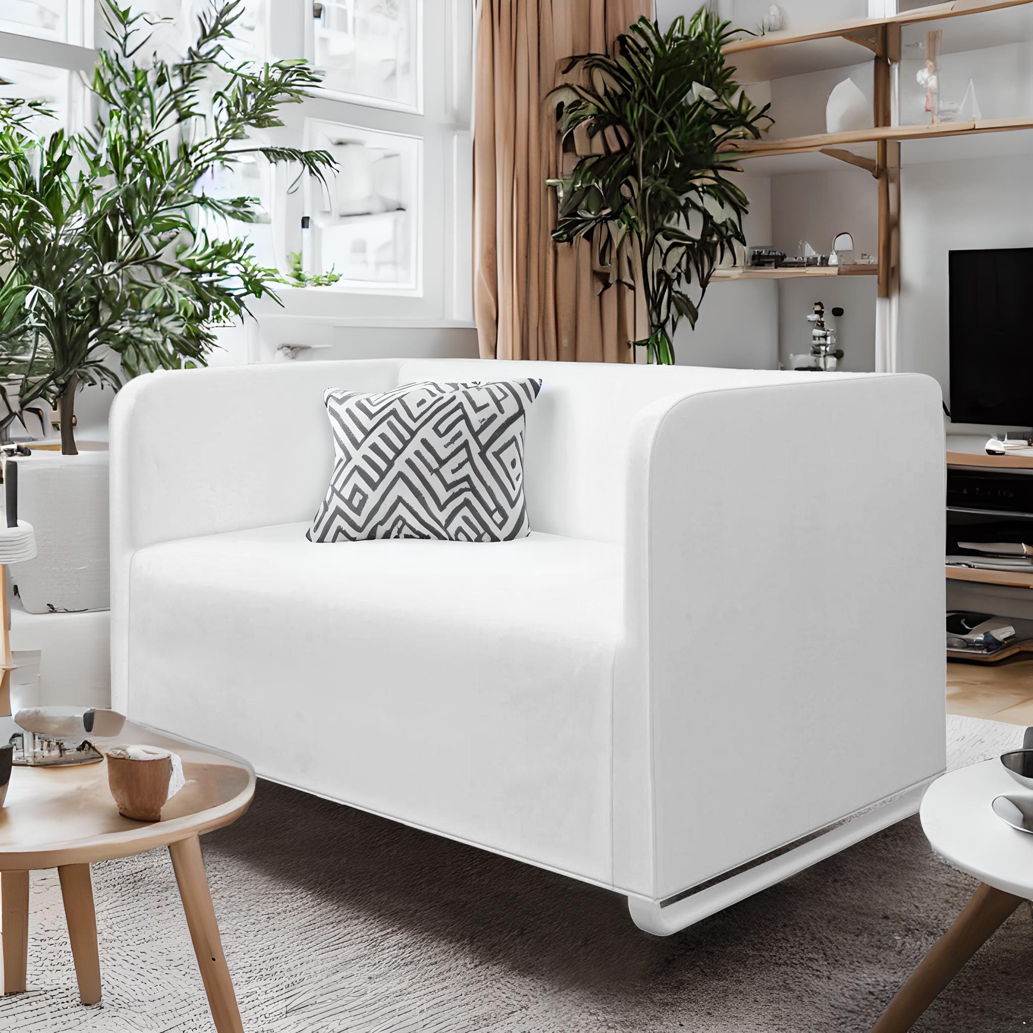 Rockin Cushions IKEA Knopparp Sofa Solid White European Linen IKEA KNOPPARP Slip Cover
